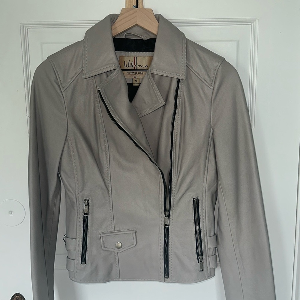 Wilson’s Leather Light Grey Moto Jacket XS EUC